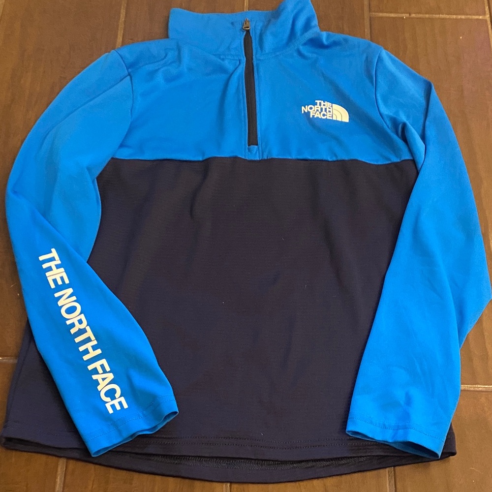 The North Face Blue and Black Half-Zip Pullover